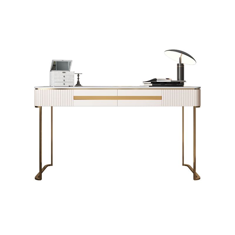 Metal Makeup Dressing Table Luxurious Stone Top Vanity Stool Set
