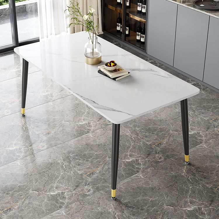 Industrial Kitchen Sintered Stone Top Dining Table Rectangle Dining Table with 4 Legs Base