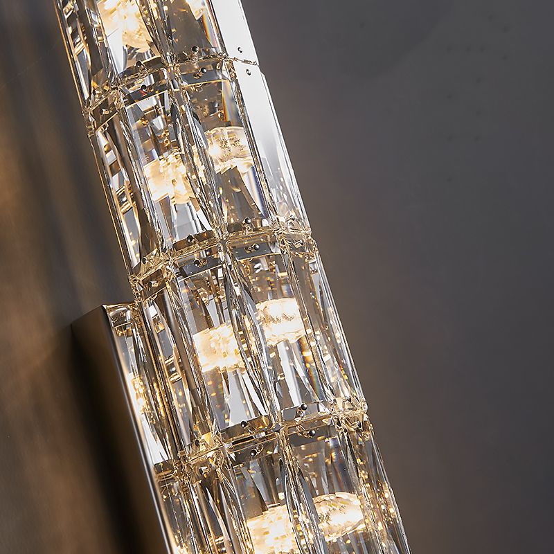 Postmodern Crystal Wall Light Cylinder Multi Light Wall Sconce for Living Room