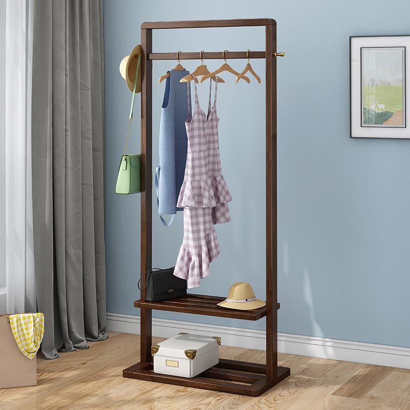 Solid Wood Storage Armoire Modern Style Bedroom Wardrobe with Shelves