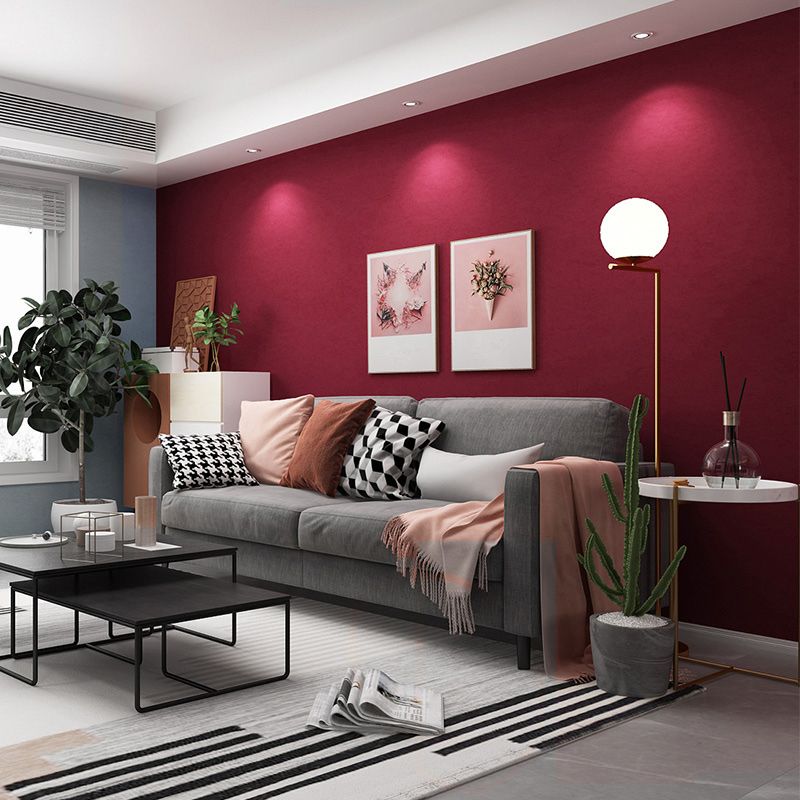 Pure Color Wallpaper Roll Modern Stain Resistant Living Room Wall Art, 57.1-sq ft