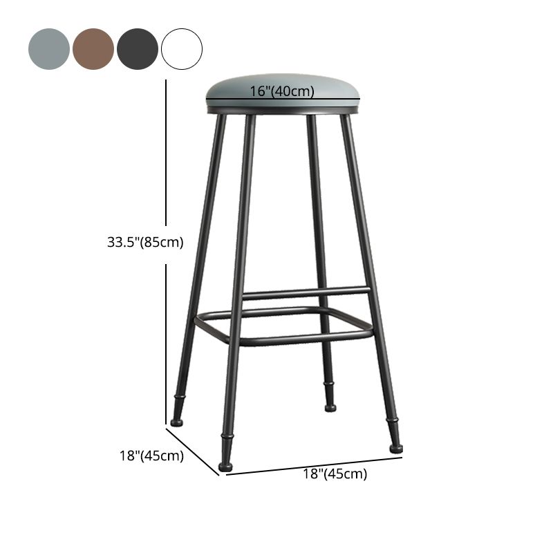 Scandinavian Backless Footrest Barstool Matte Finish Upholstered Home Stool