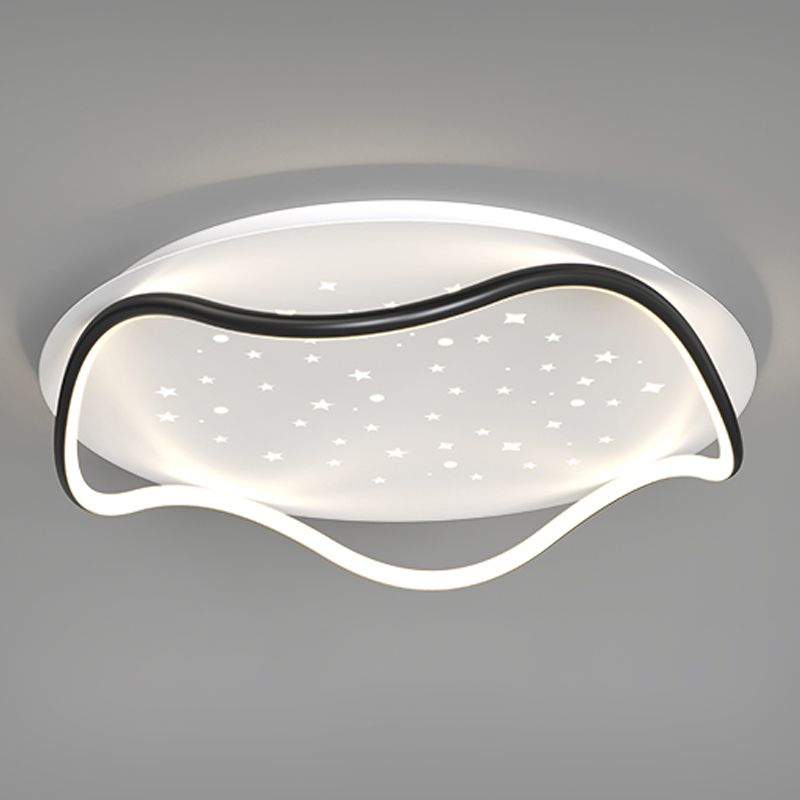 Plafonnier de forme ronde moderne en fer à 2 lumières, montage encastré pour chambre à coucher