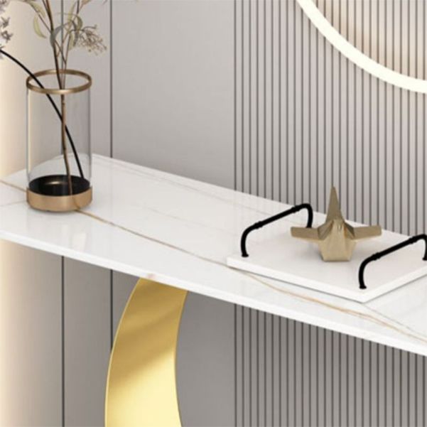Contemporary Console Accent Table Rectangle Console Table in Stone