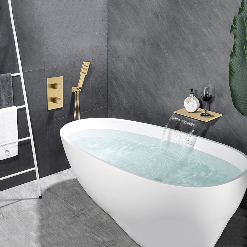 Modern Bathroom Faucet Copper Wall Mounted Waterfall Bathtub Faucet