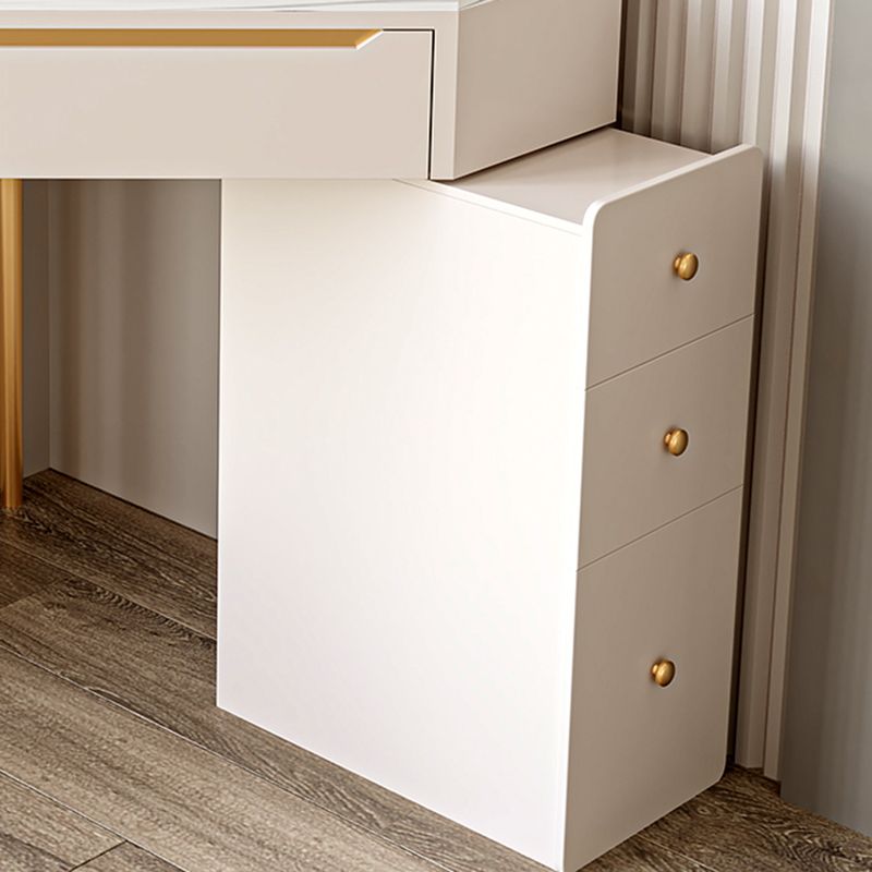 Slate Top Makeup Vanity Set with Drawers, Glam Makeup Vanity Desk Table