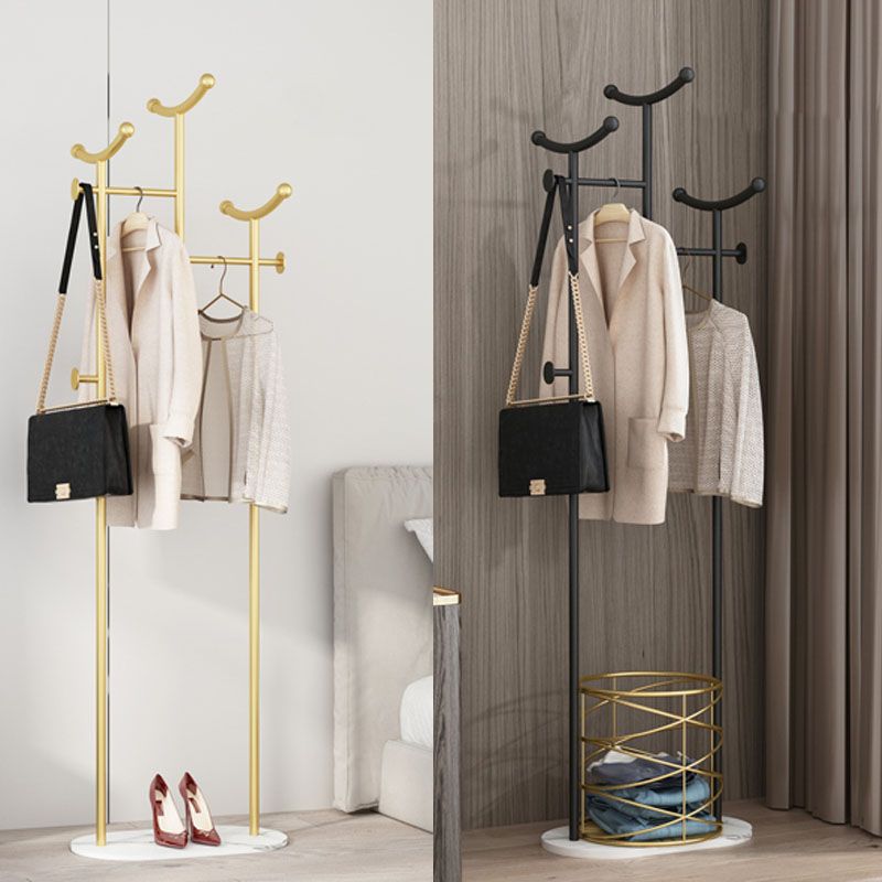 Gorgeous Metal Coat Rack Basket Storage Coat Rack with Coat Hooks