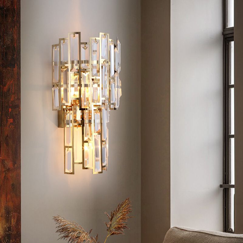 Crystal Geometric Shape Wall Sconce Modern Style 2 Lights Wall Light Fixture