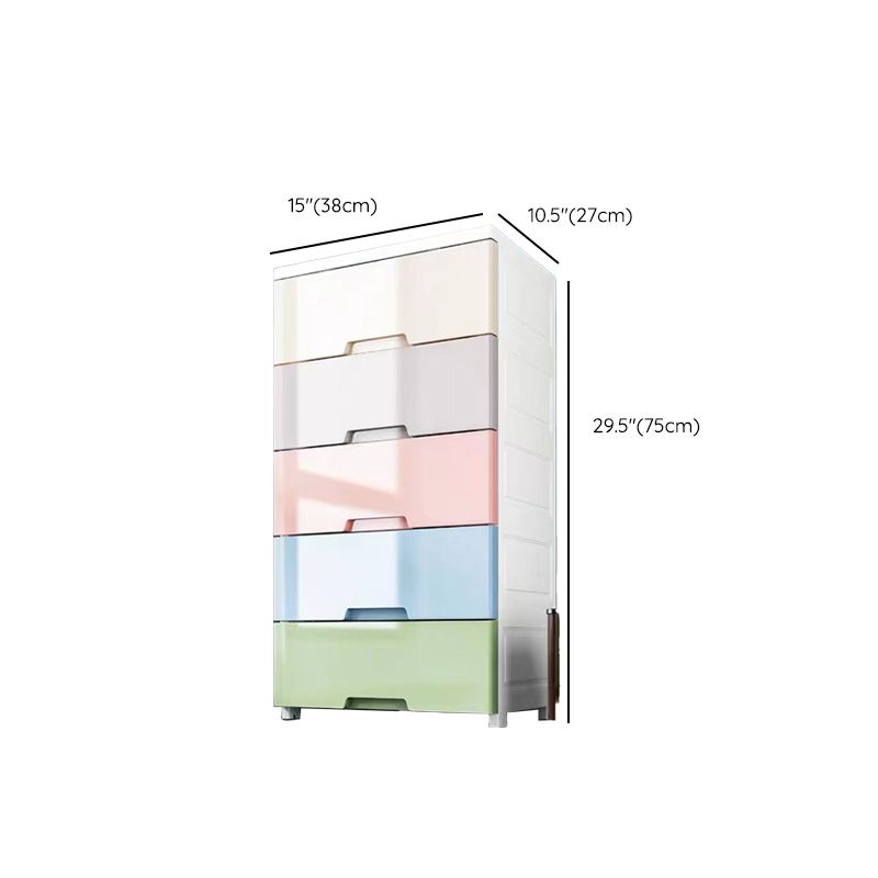 Plastic Vertical Contemporary Kids Nightstand with 5/6 Drawers for Bedroom