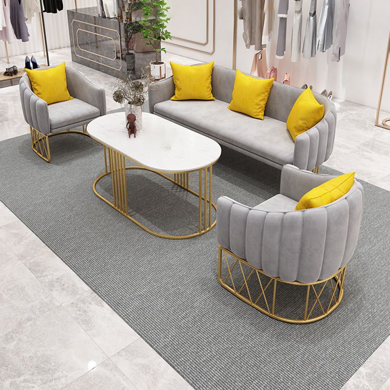 Velvet Contemporary Standard Sofa Sloped Arm Sofa for Living Room, Apartment