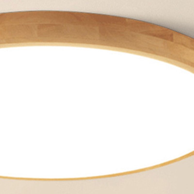 1-Light Wood Flush Mount Led Light Fixture Modern Style Circle Flush Mount Ceiling Lighting