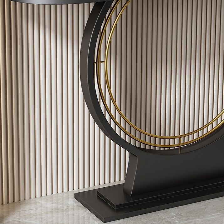 31.5" Tall Modern Console Table Stone Accent Table with Shelf