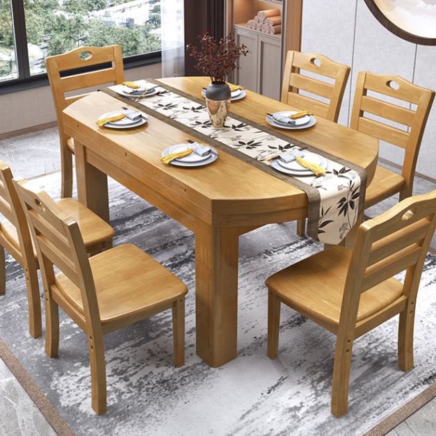 Modern Standard Dining Table Extendable Solid Wood Dining Table with 4 Legs