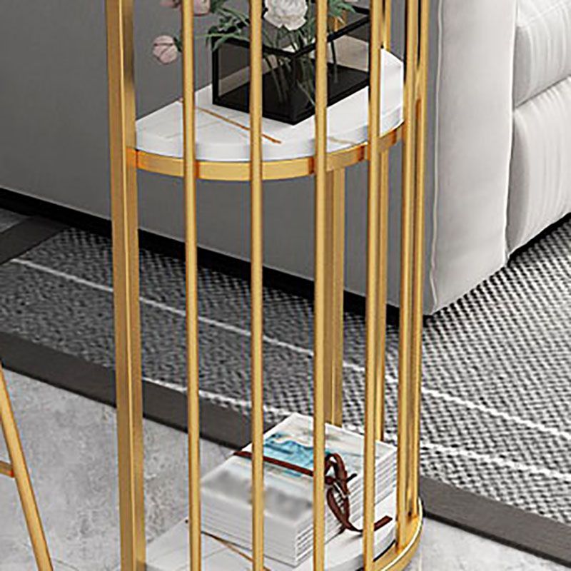 Glam Style Storage Bar Table Gold Frame 42 Inch Height Table for Restaurant