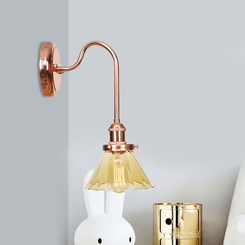 1 Côté Cone Light Light Light Vintage Clear / Amber Glass Wall Éclairage d'éclairage pour le salon