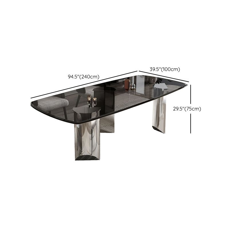 Contemporary Kitchen Dinner Table Rectangle Glass Top Dining Table