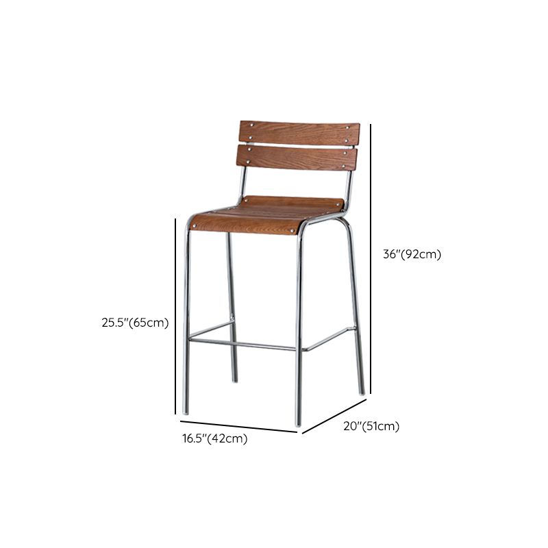 Contemporary Beech Solid Wood Armless Bar Stool with Footrest