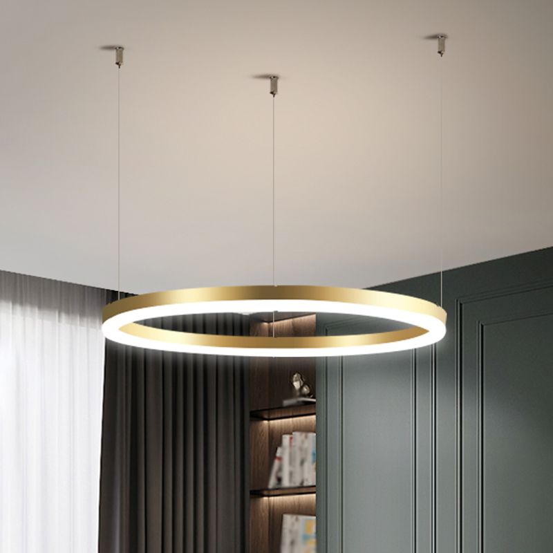 Contemporary Circle Shape Pendant Chandelier Metal 1-Light Pendant Lighting in Gold