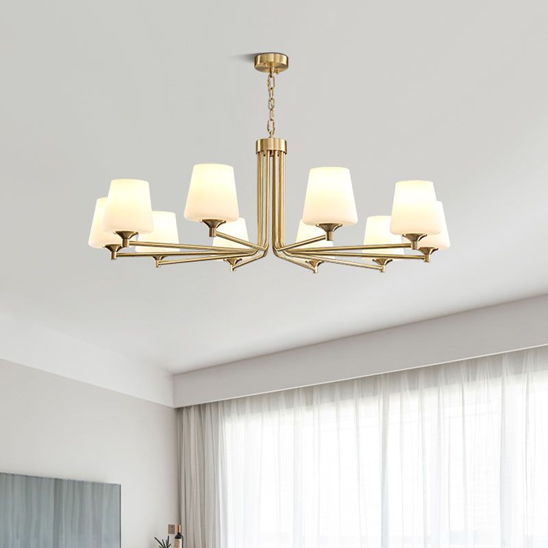 Moderne stijl conische plafondophanging verlichting multi -lichten melkglas plafond kroonluchter