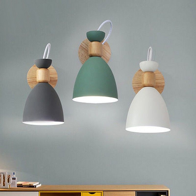 Macaron Cone Shape Wall Sconce Metal 1 Light Sconces for Bedroom