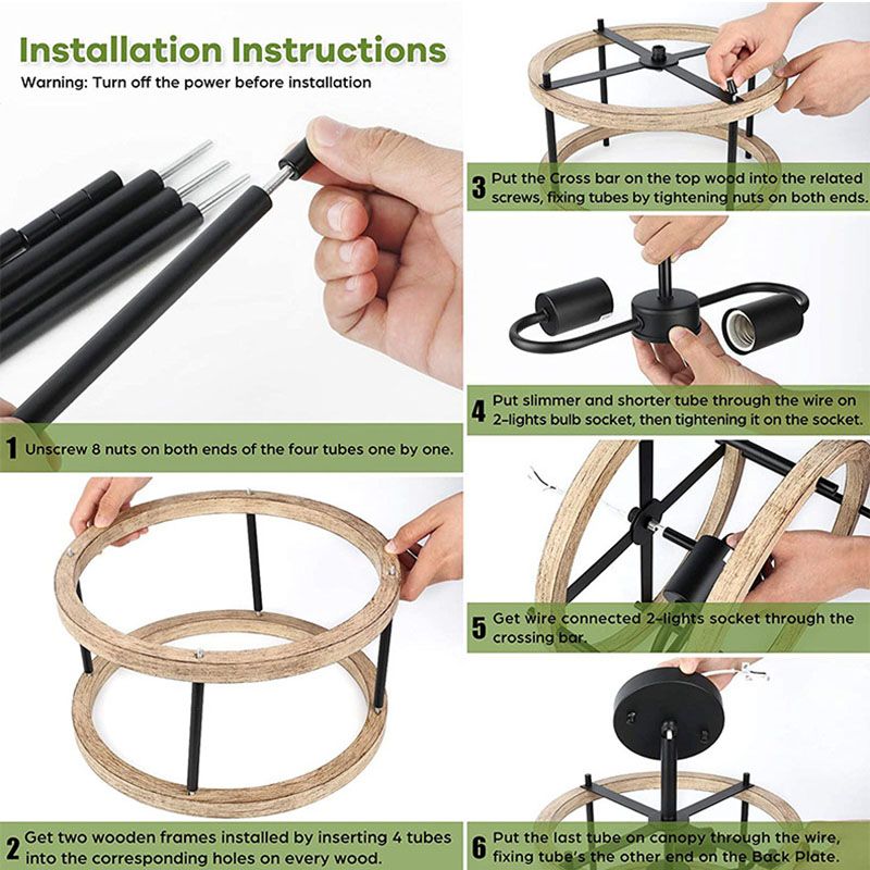 Luz de techo negro de madera en el estilo industrial de hierro forjado Geométrico Semi Flush Monte