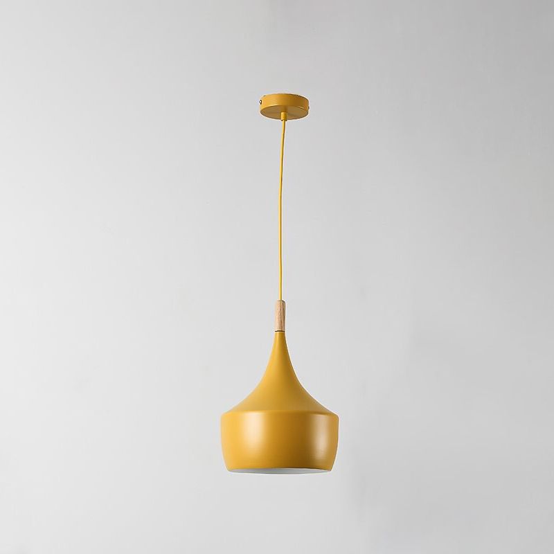 Geometry Drop Pendant Simplicity Metal 1-Light Dining Room Hanging Light Kit with Wood Cork