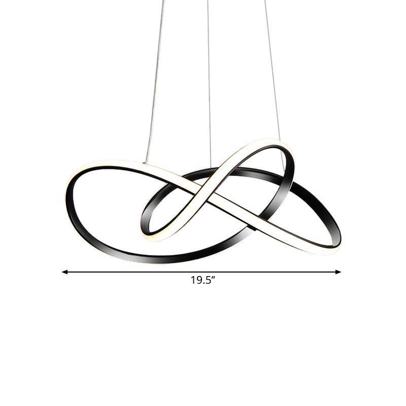 Knotting Ceiling Chandelier Minimalist Metallic LED Restaurant Drop Pendant in Black