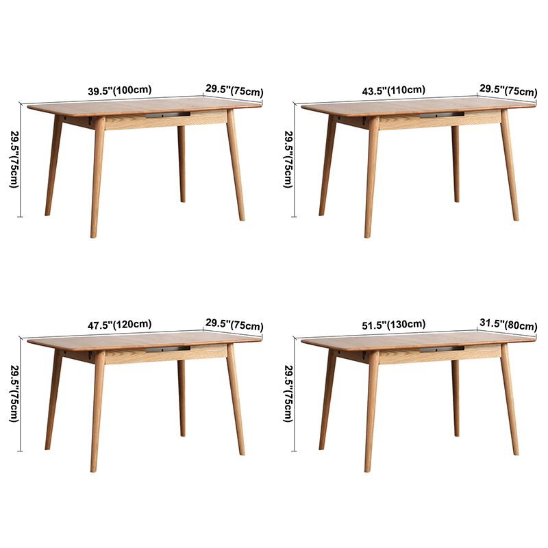 Contemporary Rectangle Dining Table Oak Solid Wood Table with 4 Legs for Dining Room
