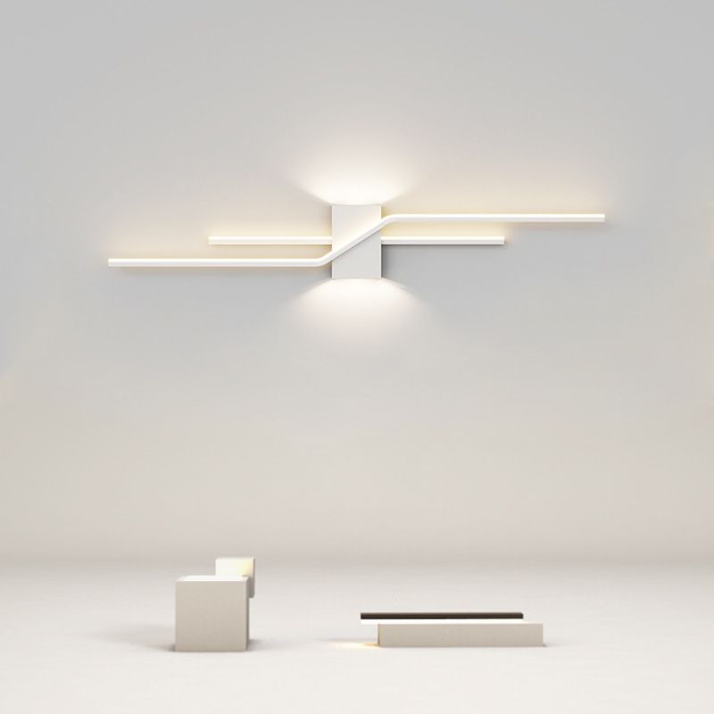 2-Light Modernism Wall Mounted Sconce White/Black LED Wall Light for Foyer