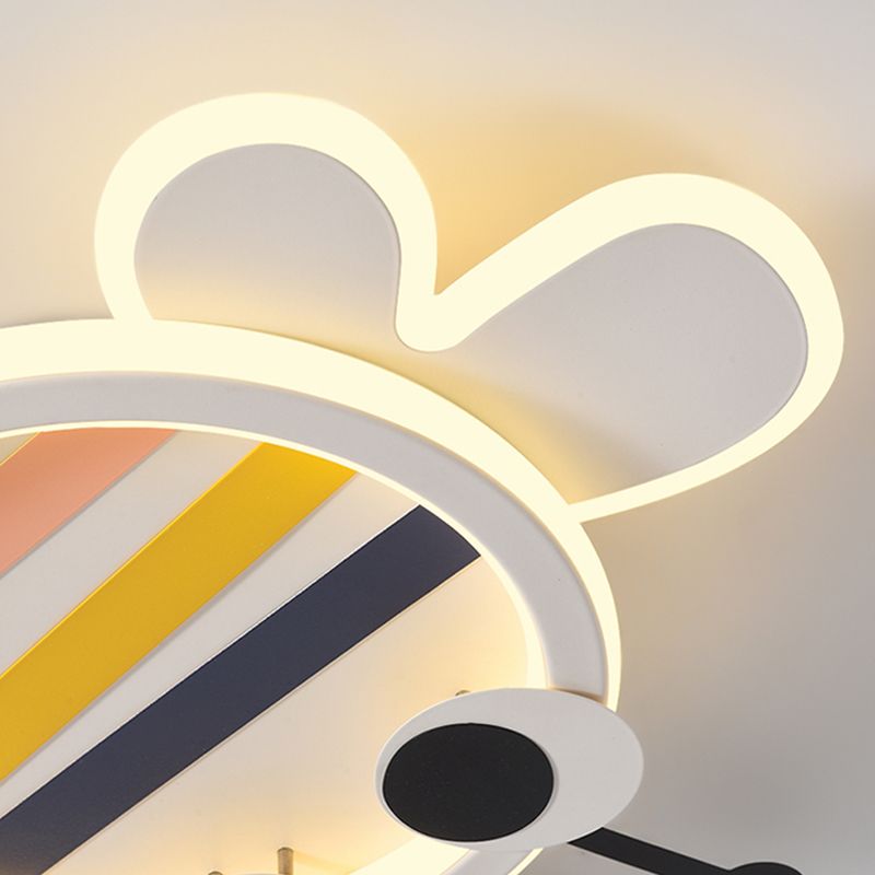 Plafonnier affleurant à abat-jour unique en métal, style enfant, luminaire multi-lumières