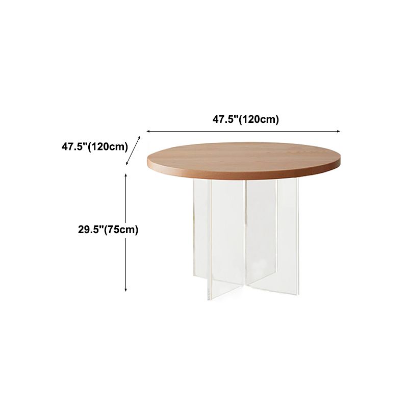 Pine and Acrylic Round Dining Table Modern Natural Dinner Table Kitchen Home
