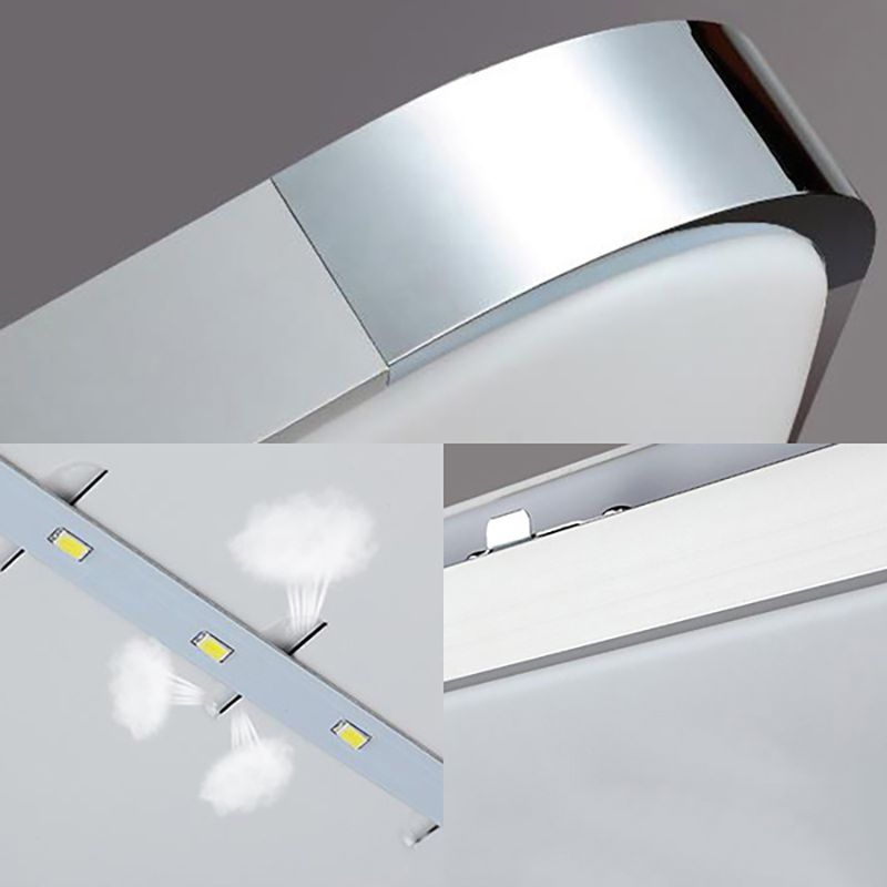Flat Panel Flush Ceiling Light with Acrylic Diffuser Simple Style White/Silver LED Ceiling Fixture for Living Room in White, 21"/25.5"/36.5" W