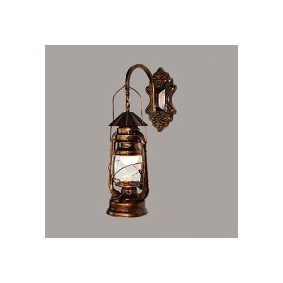 Vidrio transparente Antiguo Bronce Diseño Ligera de luz Lámpara de pared industrial de 1 luces