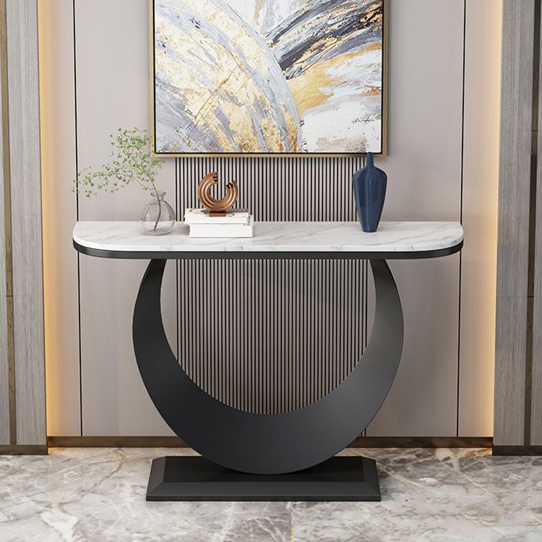 11.81" W Contemporary Console Accent Table Antique Finish Half Moon Console Sofa Table