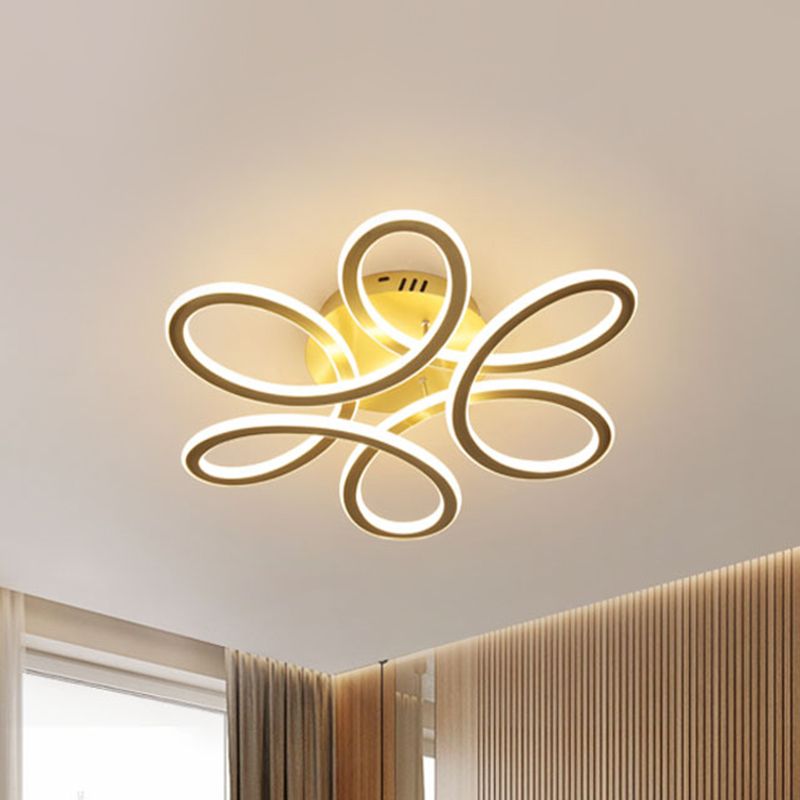 Modern bloeiende acrylplafondlamp LED LED VLOK Mount Ingebouwde verlichting in goud/koffie voor slaapkamer, warm/wit licht