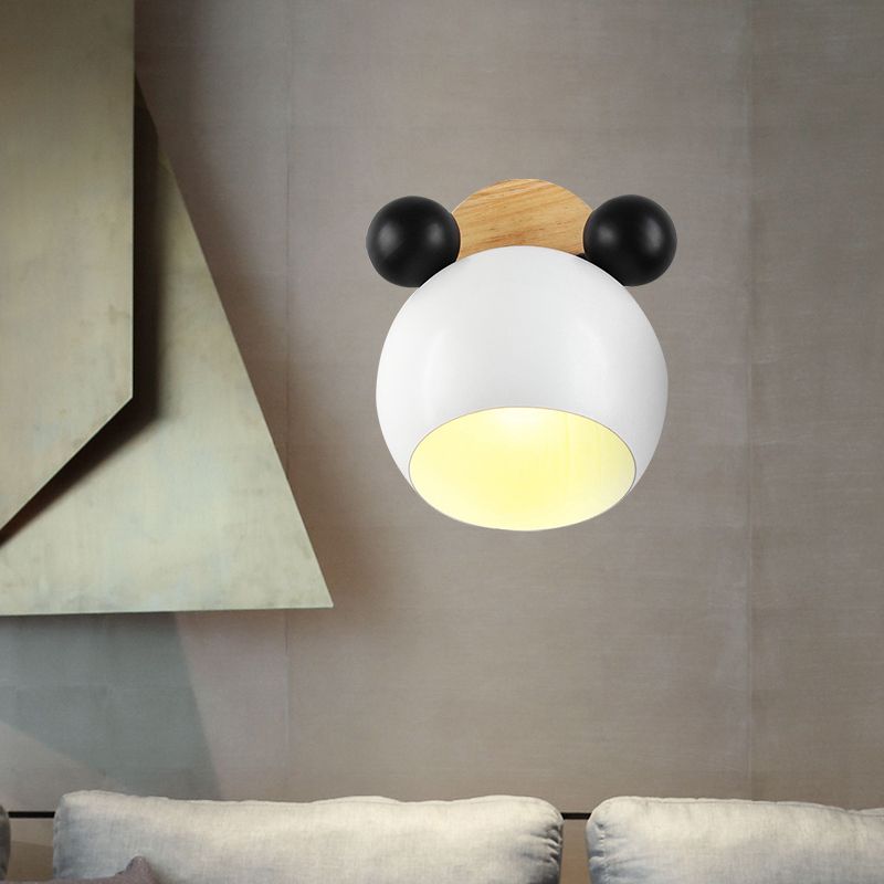 Nordic Style Globe Wall Light Wood & Metal 1 Bulb Wall Sconce for Restaurant Hallway