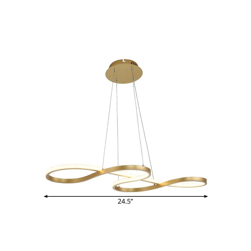 Metallic Twining Chandelier Lamp Simplicity Black/White/Gold LED Pendant Lighting Fixture in Warm/White Light