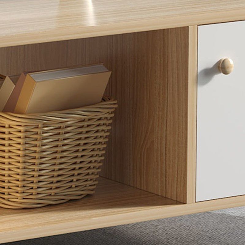 Rectangular Wooden Coffee Table 1 Single Cocktail Table with Storage Drawers