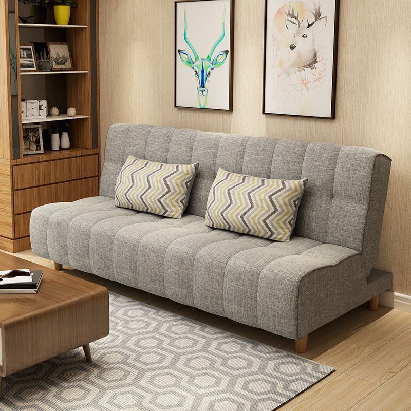 Cotton Blend and Faux Leather Contemporary Armless Couch Bed