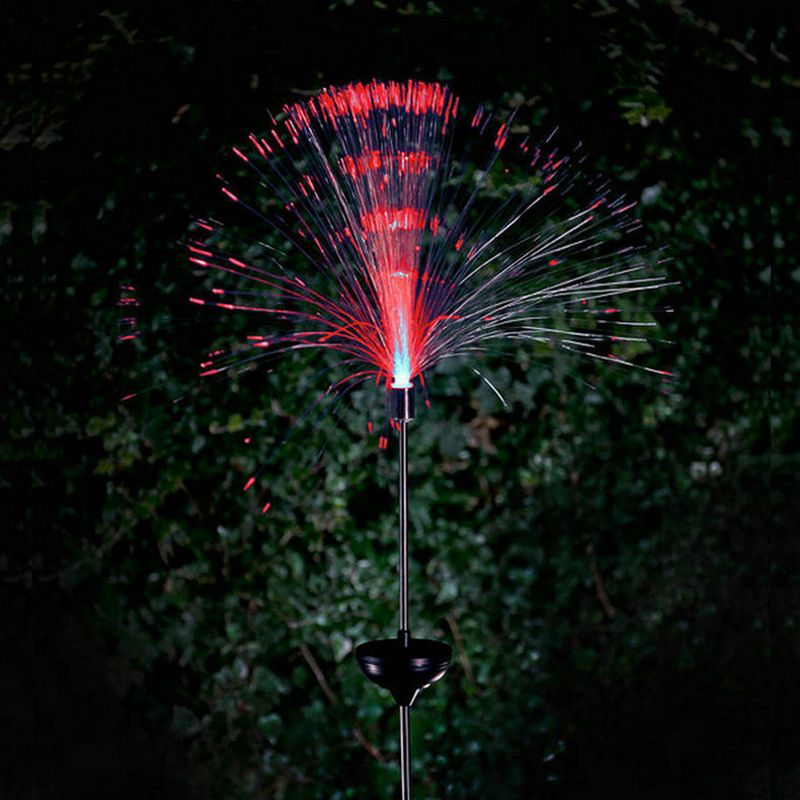 Optical Fiber Outdoor LED Lawn Light Plastic Decorative Solar Landscape Lighting in Clear, 2 Pcs