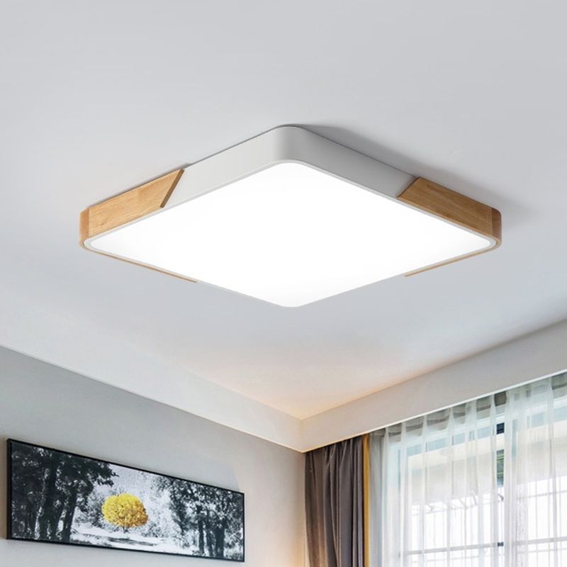 Cuadrado de empalme/Rectángulo Led de Color Rojo nórdico de madera acrílica-Luz de montaje de techo blanco en luz cálida/blanca