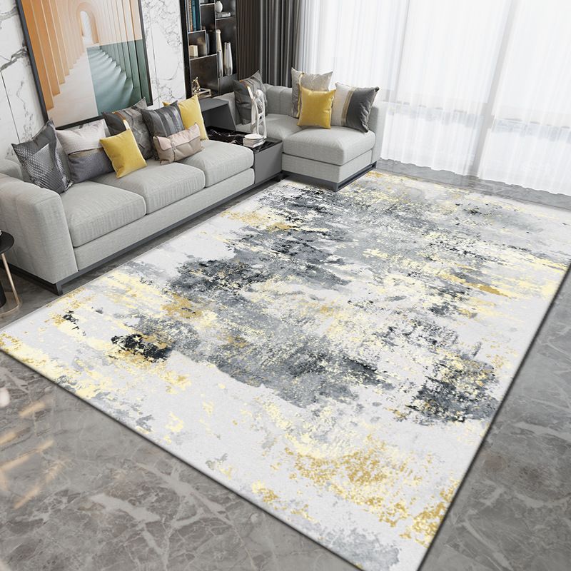 Dark Orange Modern Rug Polyester Graphic Rug Washable Rug for Sitting Room