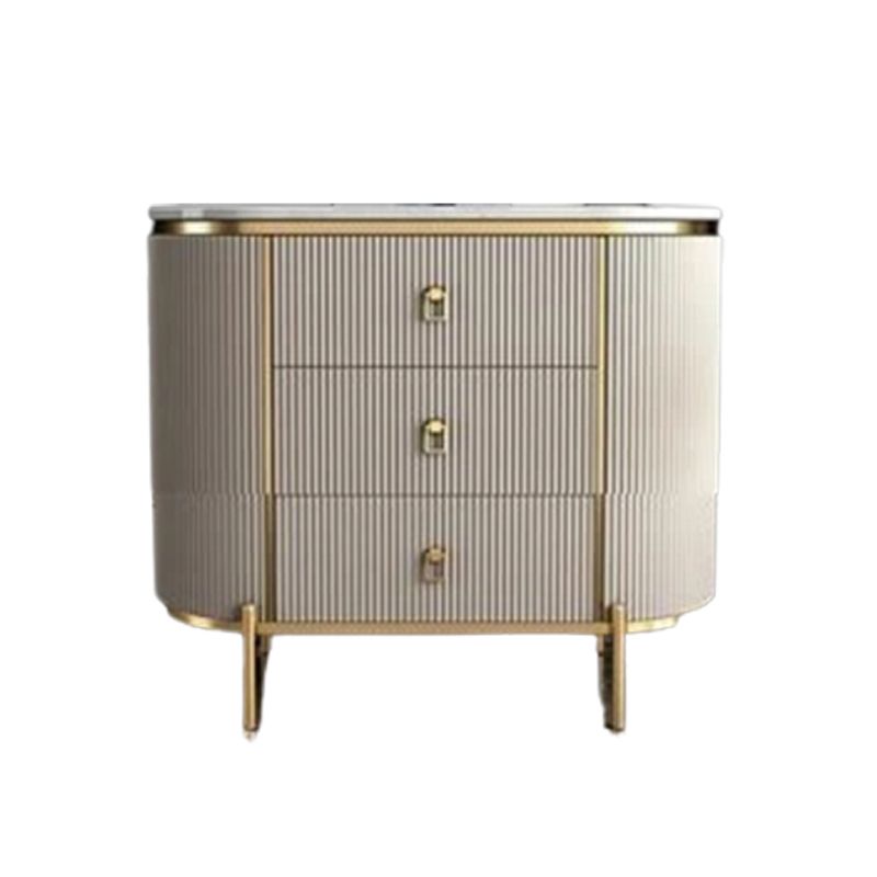 Glam Chest Bedroom Stone Vertical Storage Chest with 3 Drawers