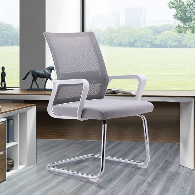 Modern Style Gray Chair Mid Back Fixed Arm Office Chair for Home