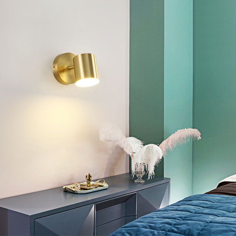 1-Light Geometric Shade Wall Sconce Post-Modern Simple Style Wall Lighting in Brass