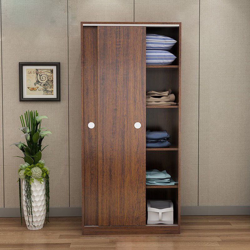 Two Doors Wardrobe Armoire Modern Engineered Wood Wardrobe Closet