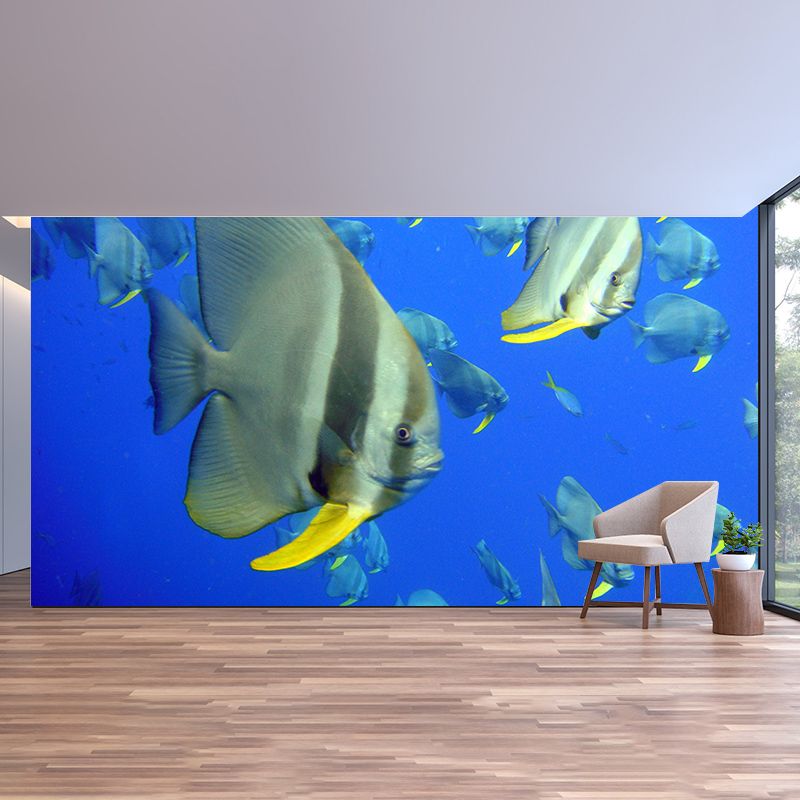 Tropical Underwater Creatures Mural for Living Room Moisture Resistant, Customized Size