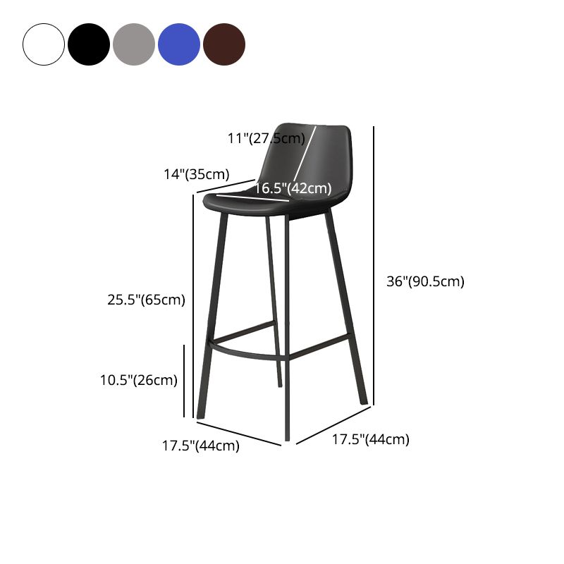 Modern Armless Footrest Bar Stools PU Leather Low Back Barstool