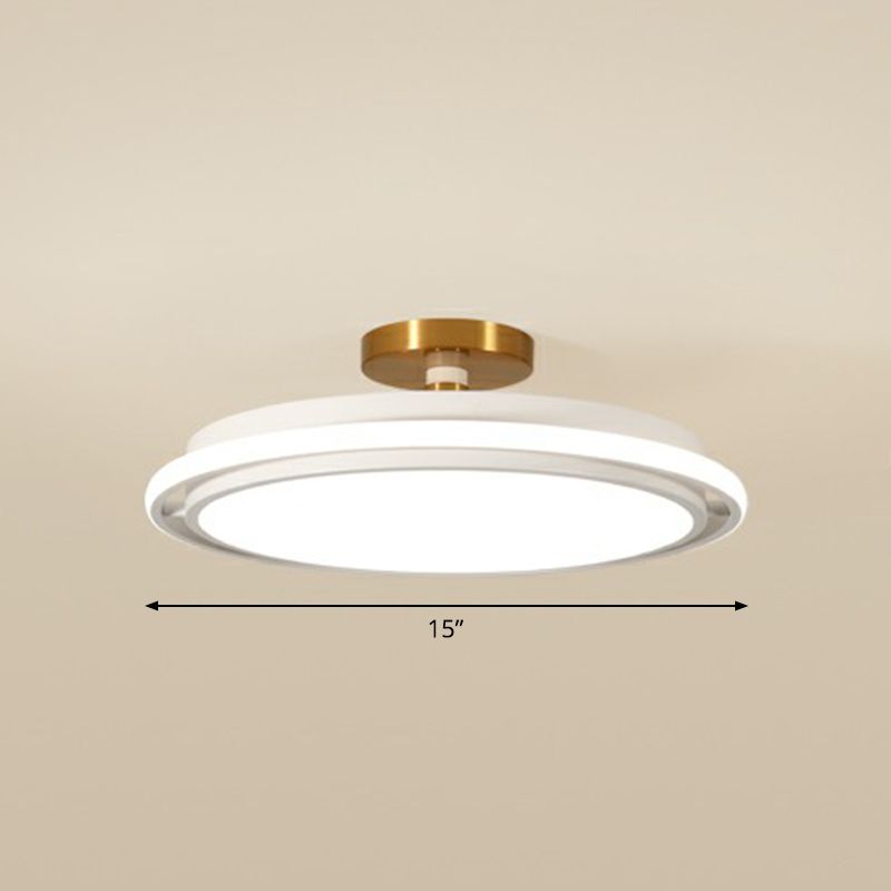 Round Semi Flush Ceiling Light Fixture Nordic Acrylic Bedroom LED Flush Mount Light
