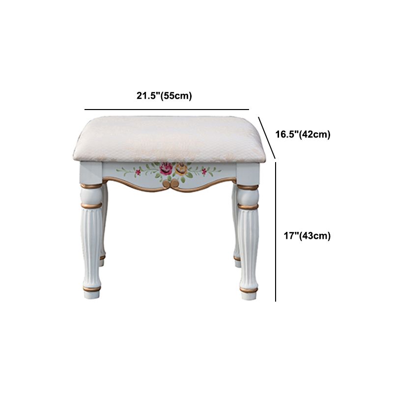 Victorian 2 Drawers MakeupTable Stool Set with Mirror for Bedroom